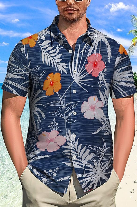 Floral Navy Print  The Hibiscus