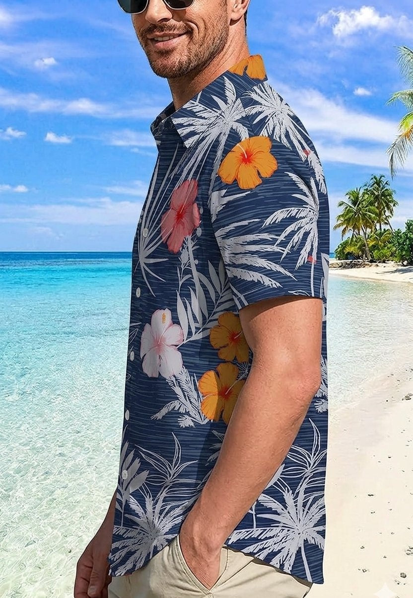 Floral Navy Print  The Hibiscus
